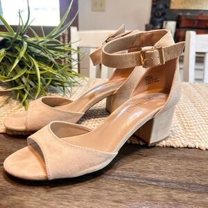 Dream Pairs Women's Open Toe‎ Ankle Strap Chunky Heel Sandals Size 9.5 Beige